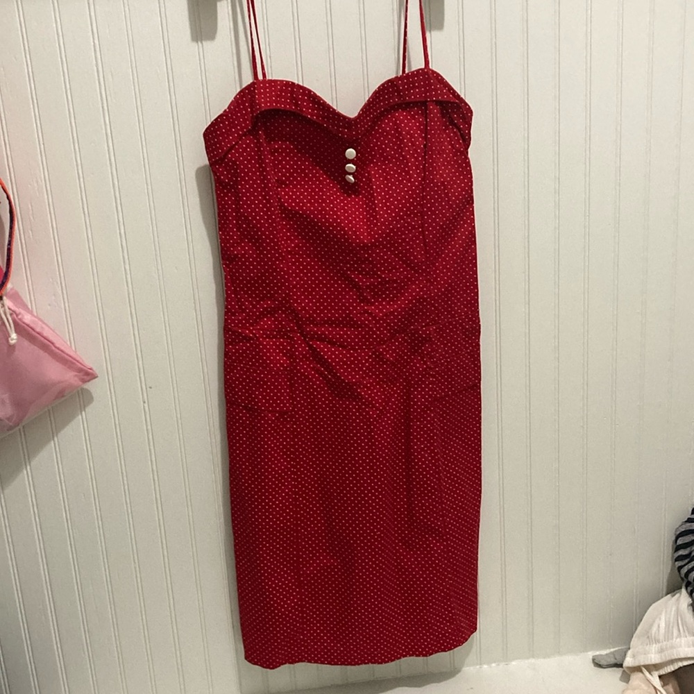 Junior red polka dot sun dress